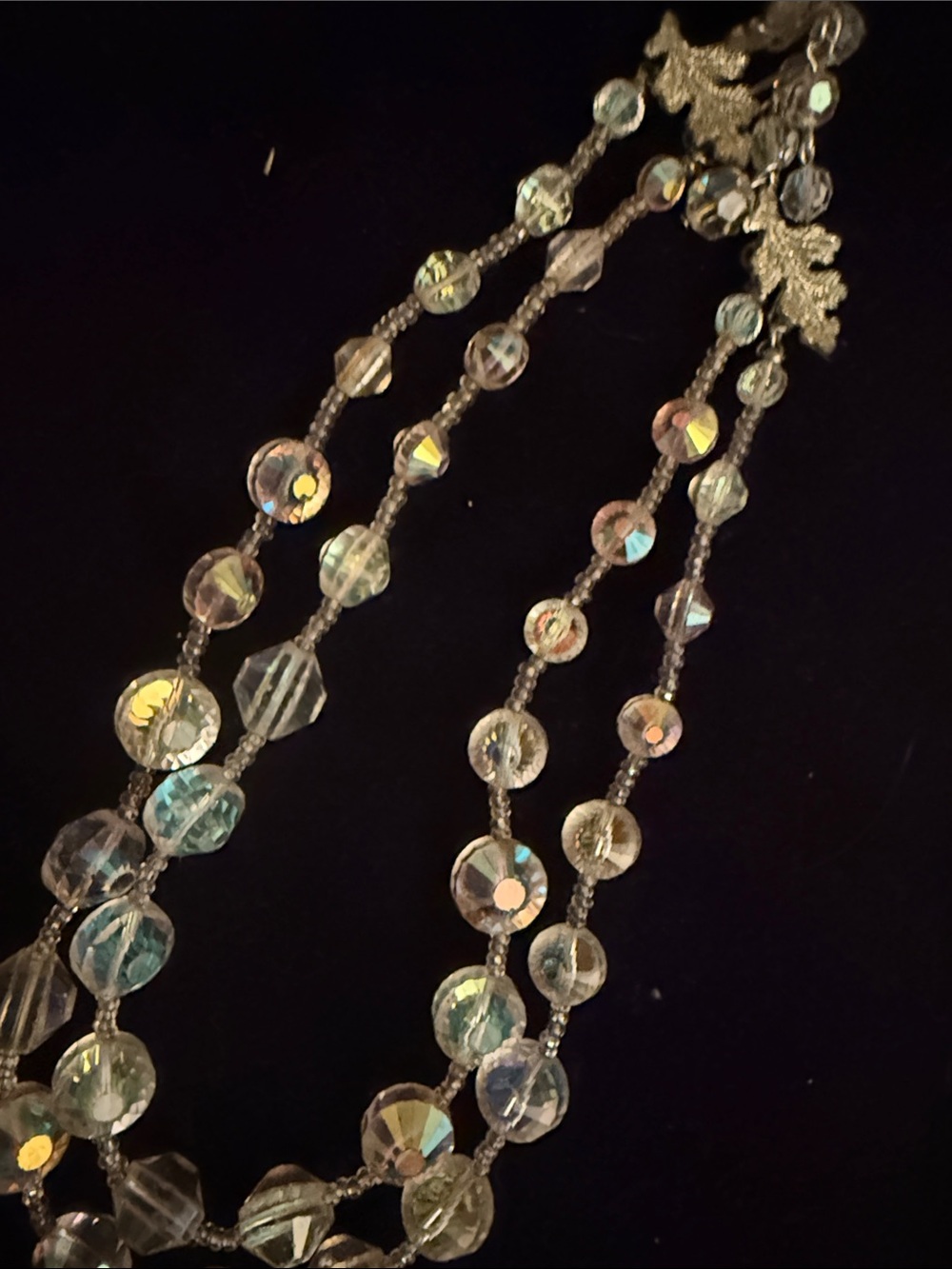 Vintage Vendome Aurora Crystal Bead Necklace - Iridescent Multi-Color Sparkle